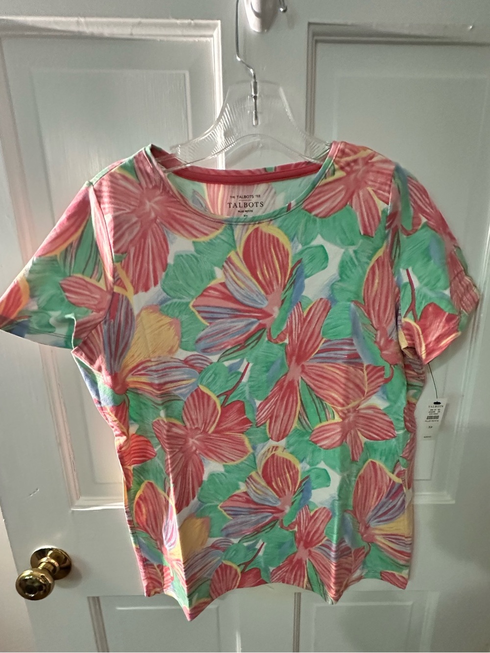 Talbots Floral Short Sleeve Tee in Pink & Mint